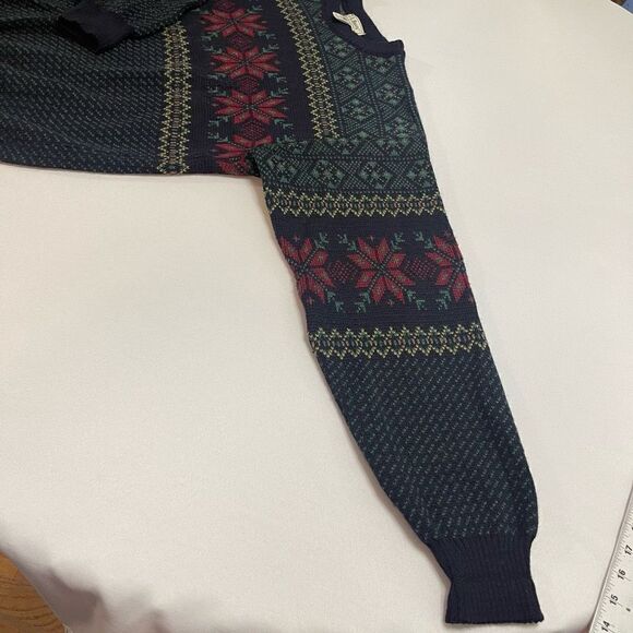 LL Bean Norwegian Snowflake Wool Sweater VTG 90s Nordic Made In Ireland Large - Picture 10 of 15